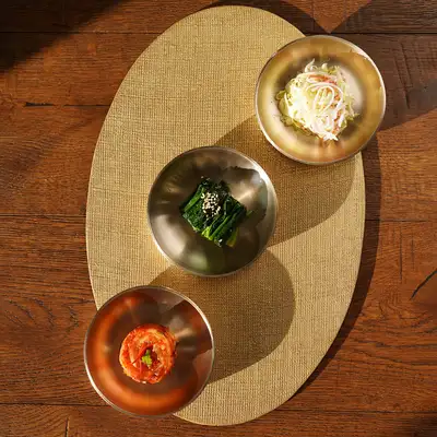 Bangja Yugi Brass Circular Side Dish Set Medium 3-Piece