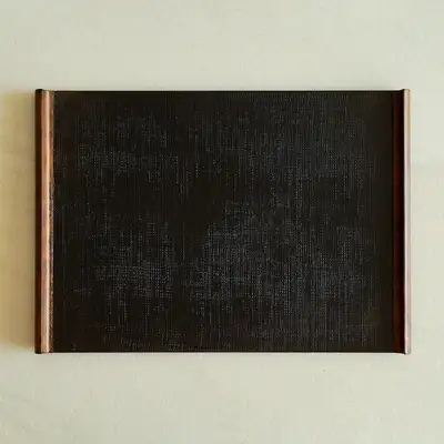 國內製作 漆器 手把 托盤 黑色