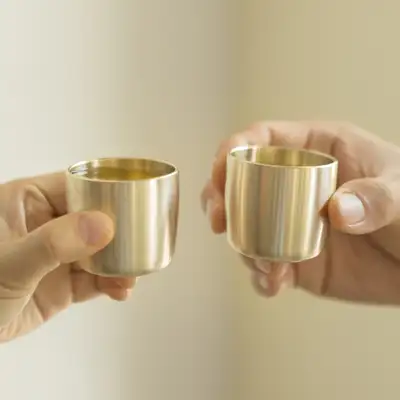 Bandja Yugi Brass Modern Soju Cup Set of 2