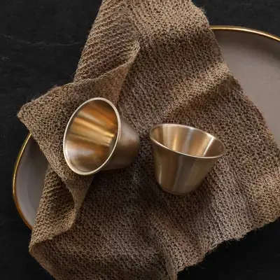 Bangja Yugi Petal-Shaped Brass Cup Set of 2