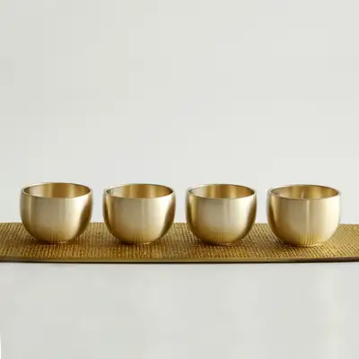 Bangjja Yugi Traditional Brass Dew Cup 4-Piece Set