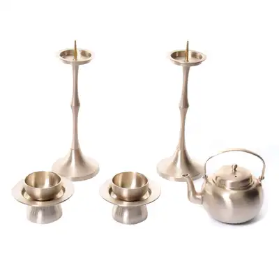 Nott-dam Bangja Yugi Ritual Vessel, Candle Holder, and Teapot Set - 8P