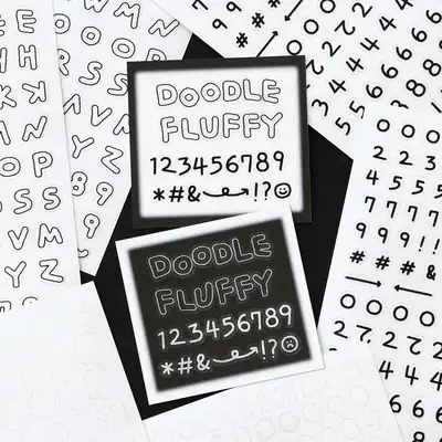 蓬松字母数字贴纸套装