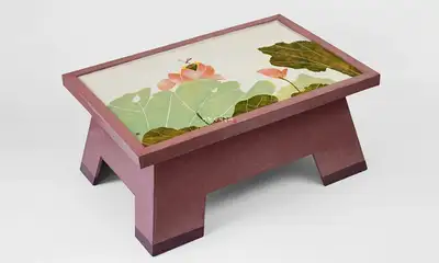 Korean Traditional Minhwa Lotus Flower Square Box