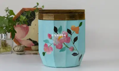 Hanji Minhwa Peony Flower Grain Storage Jar 3kg