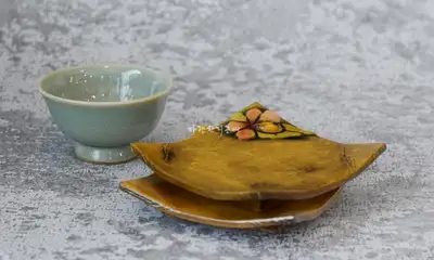Rose of Sharon Roof Tile Tea Cup Coaster