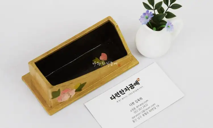 韓紙牡丹花民畫名片夾