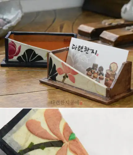 韓紙民畫 蓮花紋 名片盒