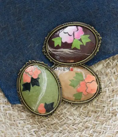 Handmade Korean Hanji Peony Flower Brooch