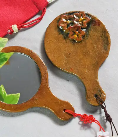 Antique Flower Pattern Hand Mirror