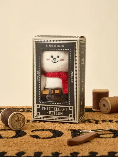 LINE Friends Cony Petit Basic Plush Keyring & Closet Red Shawl Set