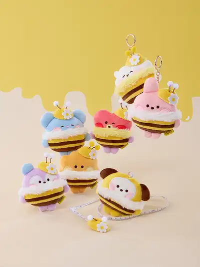 BT21 Moomin Honey Bee Plush Tape Measure Keyring