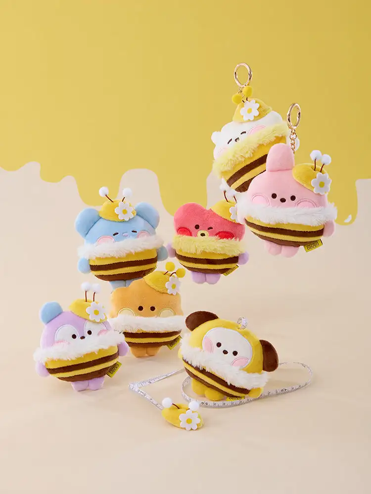 BT21 Moomin Honey Bee Plush Tape Measure Keyring — 1