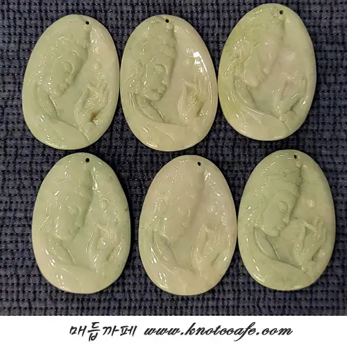 漢服飾品 觀世音菩薩 玉圓石 (含掛環)