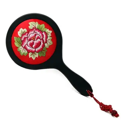 Embroidered Hand Mirror Large Peony Embroidery (Small)