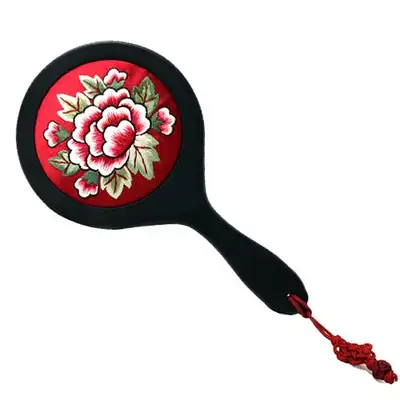 Embroidered Hand Mirror Peony Peak Small