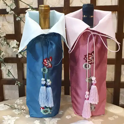 酒瓶套 蓮花刺繡