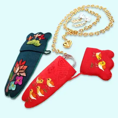 手工刺繡飾品收納盒