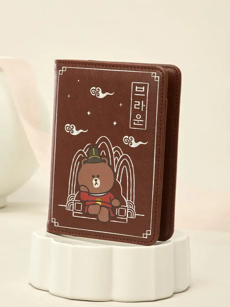 LINE FRIENDS Brown K-Souvenir Royal Passport Case — 2