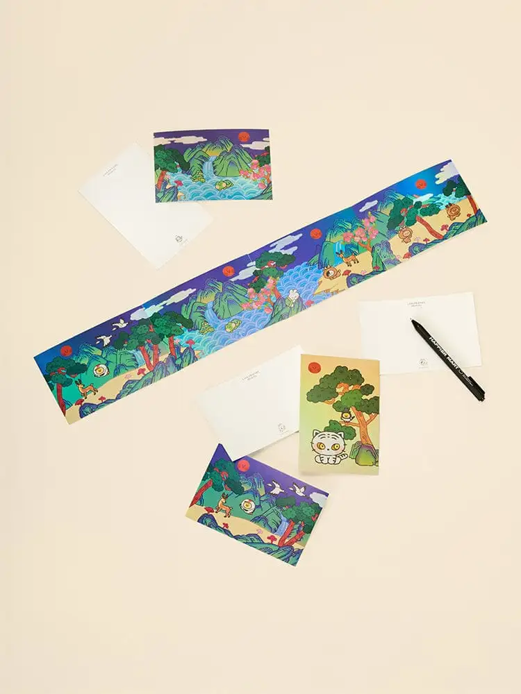 LINE FRIENDS Minini Bruni & Choni K-Souvenir Ten Symbols of Longevity Postcard — 3