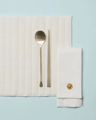 Yugi Spoon and Spork Set with Quilted Placemat (Large) - HoHoDANG