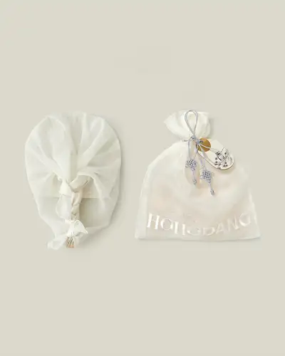 [Fan Packaging] Round Fan and HOHODANG Embroidered Ramie Pouch Set 2 Colors