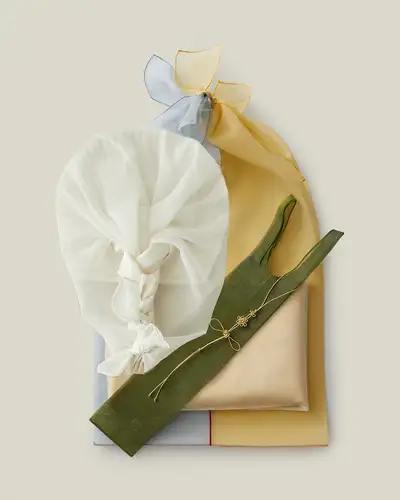 Ramie Placemat (Norbang Pouch) & Wine Wrapper Bag & Fan Set - Free Reusable Bag with Fan Wrapping