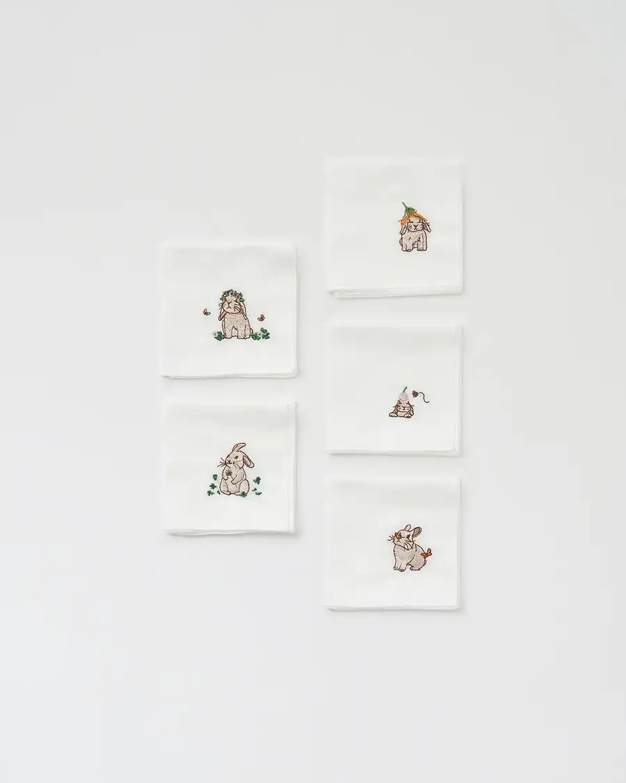 [特价] 兔子纱布手帕 5种 (单品) — 2