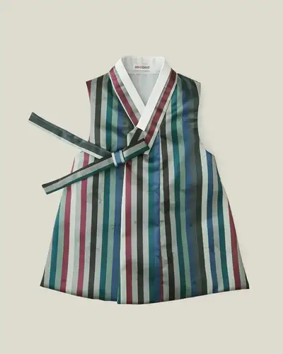 [10 Days to Ship] Boys' Hanbok Two-Tone Colored Stripe Dopo Jacket