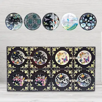 Mother-of-Pearl Lacquerware Round Double-Tier Jewelry Box Large - 60 Designs Korean Traditional Souvenir