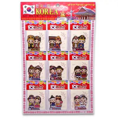 Acrylic Rubber Magnet 9-Piece Set - Tourist Attractions, Traditional Hanbok, Characters, Taegeuk Flag 4 Designs