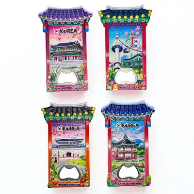 Korea Souvenir Seoul Tourist Attraction Marble Opener Magnet Magnetic Gift for Foreigners