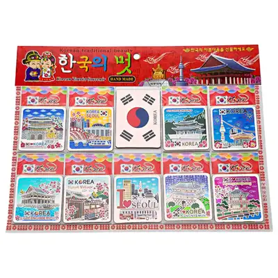 Korean Tourist Landmark Square Magnet Set 10-Piece 3 Types Souvenir Gift for Foreigners