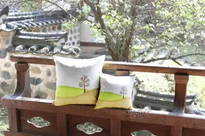 Tree Embroidery Ramie Jogakbo Print Cushion - Linen Cushion, Ramie Cushion