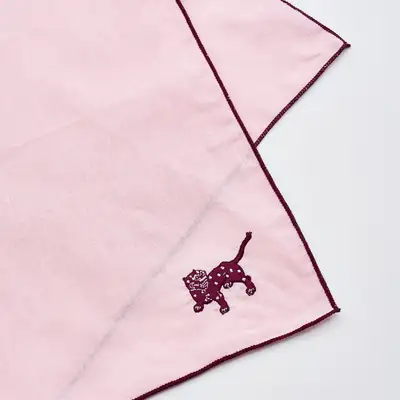 2026 Royal Court Culture Festival Chest Badge Tiger Embroidered Handkerchief (Soft Pink)