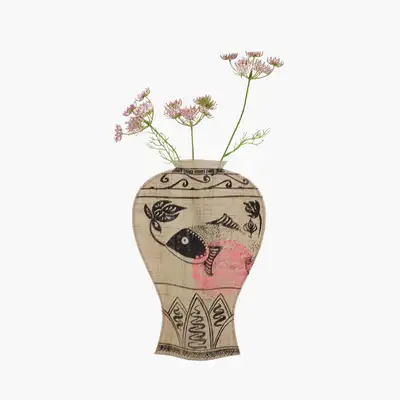 Ramie Buncheong Fabric Vase Cover