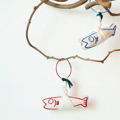 Lucky Dried Pollock and Good Fortune Magnet Keyring