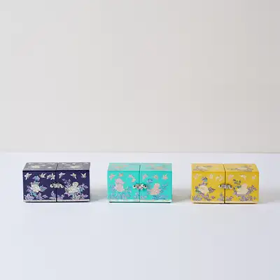 Inlaid Mother-of-Pearl Peony Double Box Set