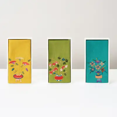 Embroidered Auspicious Floral Handkerchief