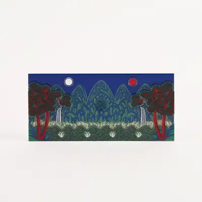 Three-Dimensional Acrylic Magnet with Sun, Moon, and Five Peaks