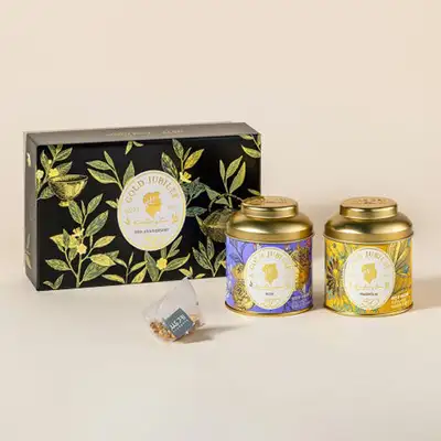 Gold Jubilee Flower Tea 2-Piece Set + Gift Box