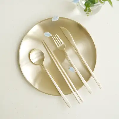 傳統鑄銅月亮餐具1人套組(贈品：絹布刀叉收納套)