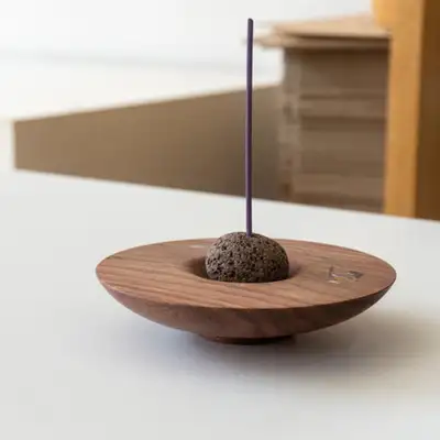 Natural Wood Shell Inlay Incense Holder (Stroll)