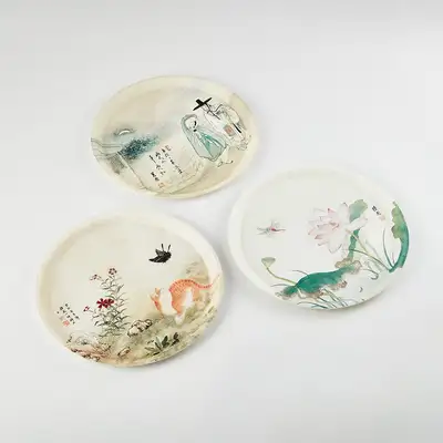 Korean Painting Circular Tray
