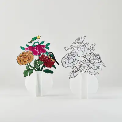 Moon Jar Flower Arrangement Illustration Print