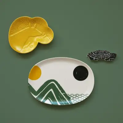 Korean Folk Painting Plate Set