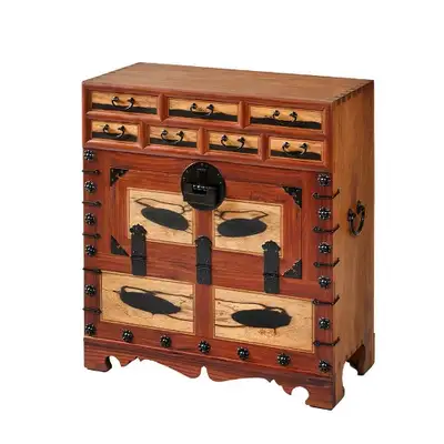 Jeonju Single-Layer Wooden Cabinet with Muk-gam Wood