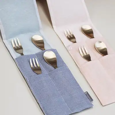 Intangible Cultural Heritage Brass Teaspoon and Fork Set (2-Person)