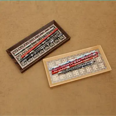 Traditional Dancheong Pattern Wooden Pen Tray