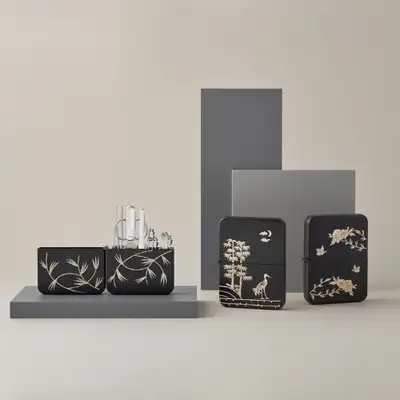 Inlaid Mother-of-Pearl Nail Clipper Set (Black)
